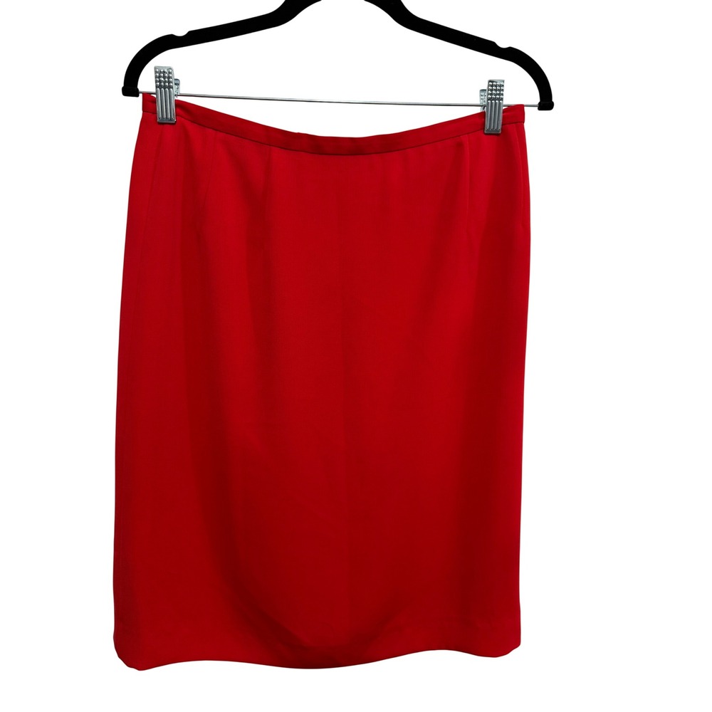 Vintage Harve Benard Red Pencil Skirt SZ 10 Lined Back Vent Career Workwear 90s